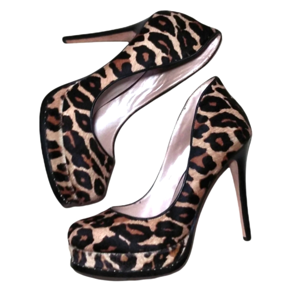 DKNY Priscilla Calf Hair Leopard Print Stiletto Pumps 9